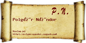 Polgár Nándor névjegykártya
